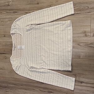 Loft Long Sleeve Shirt With Ruffled Shoulders Size L NWT